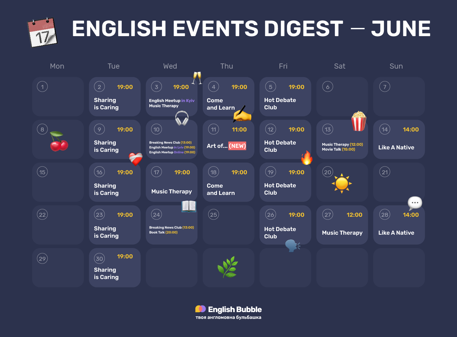 English events digest